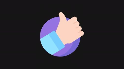 Flat Design Animated Thumbs Up Hand Gesture