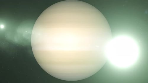 Rotating Planet with Bright Star in Space Animation