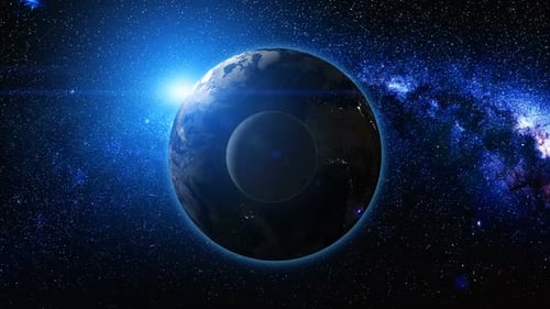 Sunrise View From Space on Planet Earth and Moon