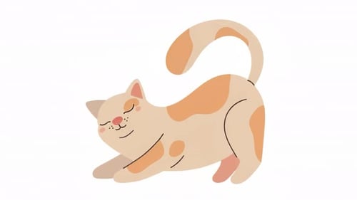 Cute Cartoon Ginger Cat Stretching Pose - Playful Pet Cartoon Animations - Kids Videos