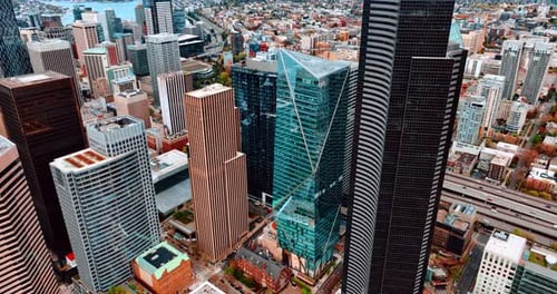 Gorgeous skyscrapers in the center of Seattle, Washington, United States.