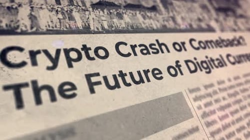 Vintage Newspaper Headline Revealing Cryptocurrency Article Title