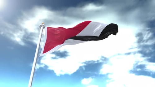 Realistic Flag Waving Animation in Blue Sky