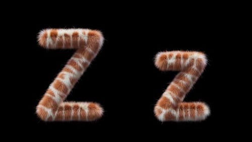 3D animation of a uppercase and lowercase Giraffe woolen letter Z