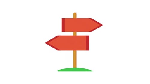 Animated Directional Signpost with Two Arrows Icon