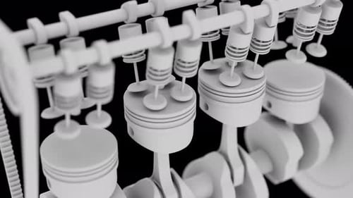 How a car engine works from the inside. Alpha Channel.