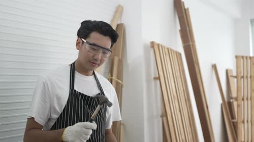 Carpenter work at workshop.