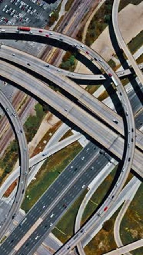 Intricate highway system aerial view over Dallas, USA