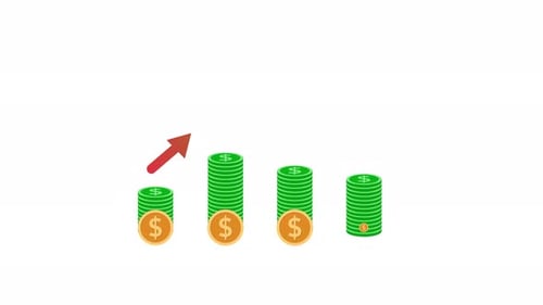 Coin Dollar 3d Graph Chart Animated Green Color