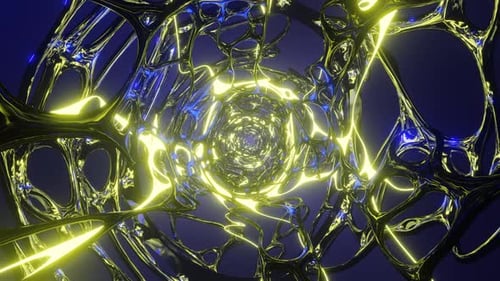Yellow and Blue Organic Dimension VJ Loop Background Animation in 4K
