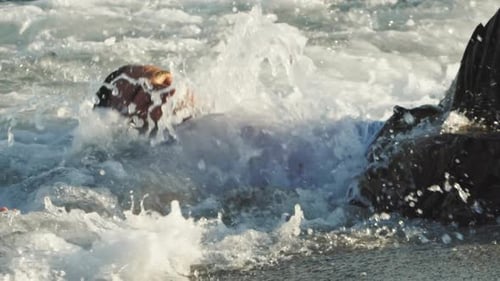 Soldier Overwhelmed By Ocean Waves