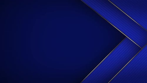 Modern Geometric Blue Background Reveal with Elegant Gold Lines