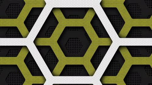 Animated Hexagon Grid Pattern with Perforated Metal Effect