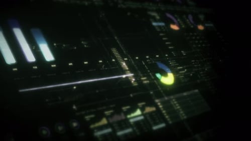 Futuristic Digital Business Data Interface with Animated Charts