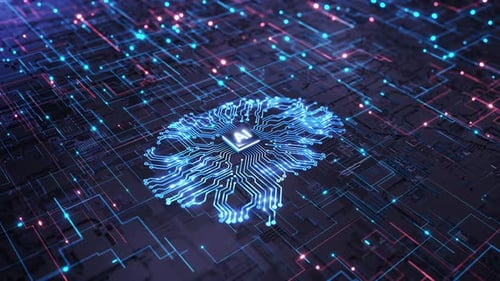 AI Brain Digital Neural Network Data Flow