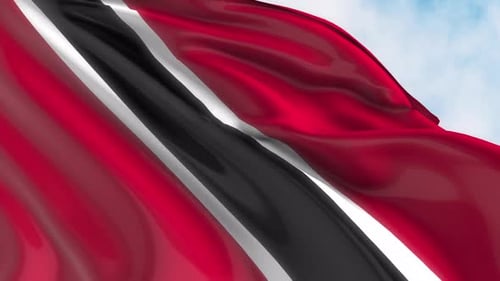 Trinidad and Tobago Flag Waving Loop with Realistic Fabric