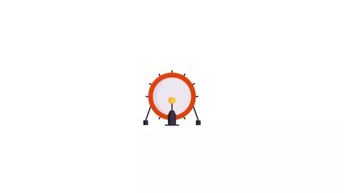 Flat Design Drum Animation with Striking Drumstick
