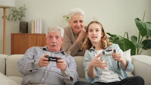 Family Having Fun Playing Video Games Together