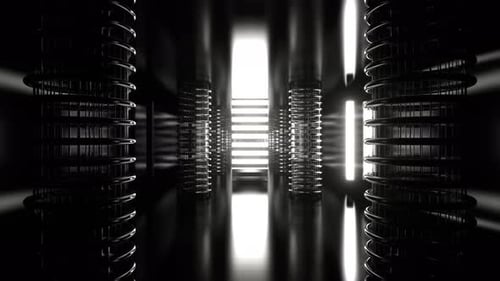 White Alien Strobe Corridor With Vertical Portal Background Vj Loop I 4K