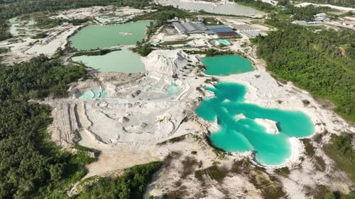 Aerial View of Industrial Blue Lake Landscape