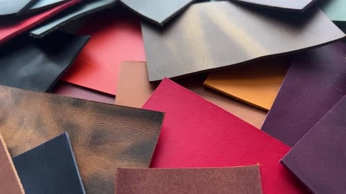 Macro Shot of Colorful Leather Samples for Design