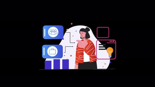 Thoughtful individual in a digital workspace illustration