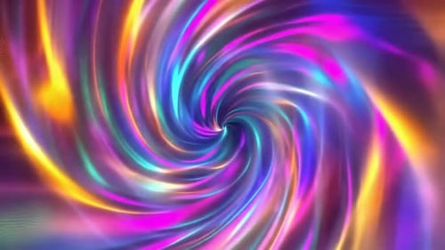 Abstract neon spiral tunnel background with vibrant multi co