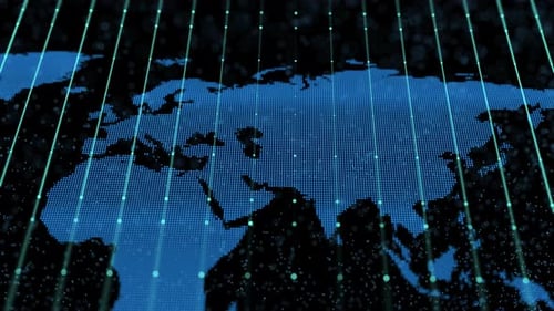 Futuristic Digital World Map Global Network Animation