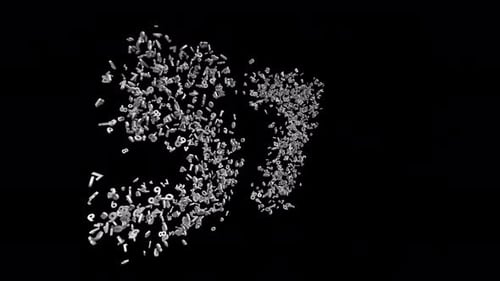 Number 57 Made of Numbers with Alpha Channel. 3D Font Number Animation. Transparent Background