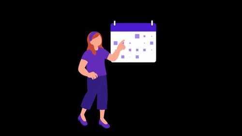 Person Interacting with Calendar Schedule Flat Design Animation