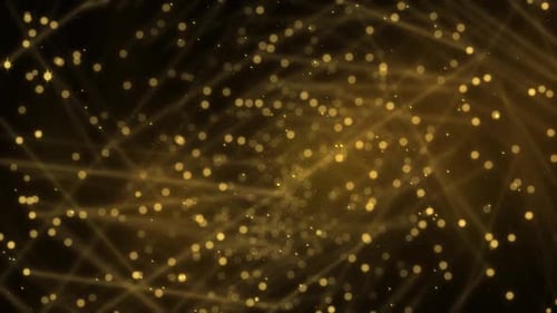 Golden Sparkling Particles and Elegant Lines Background