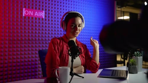 Female Blogger Recording Content for Her Blog and Calls to Put Likes and Subscribe to the Channel