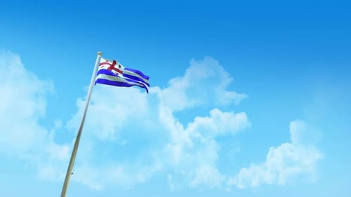 Animated Waving Flag on a Clear Blue Sky