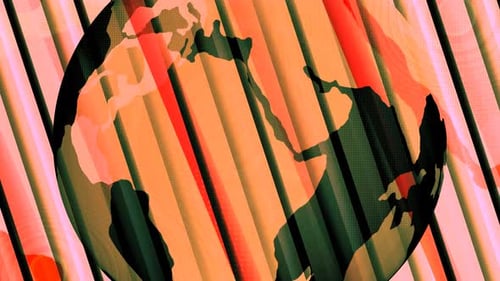 Abstract Globe Animation with Colorful Moving Vertical Lines