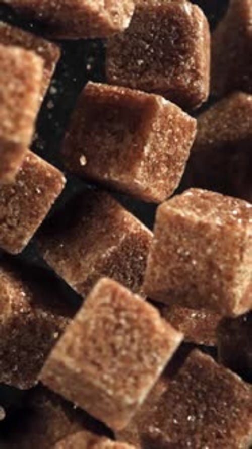 Cane Sugar Cubes Fly Up and Fall Down Filmed on a Highspeed Camera at 1000 Fps