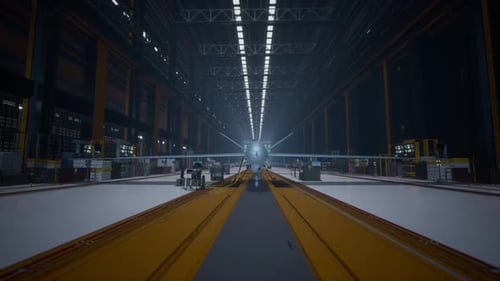 Military Drone or Unmanned Aerial Vehicle UAV in Hangar