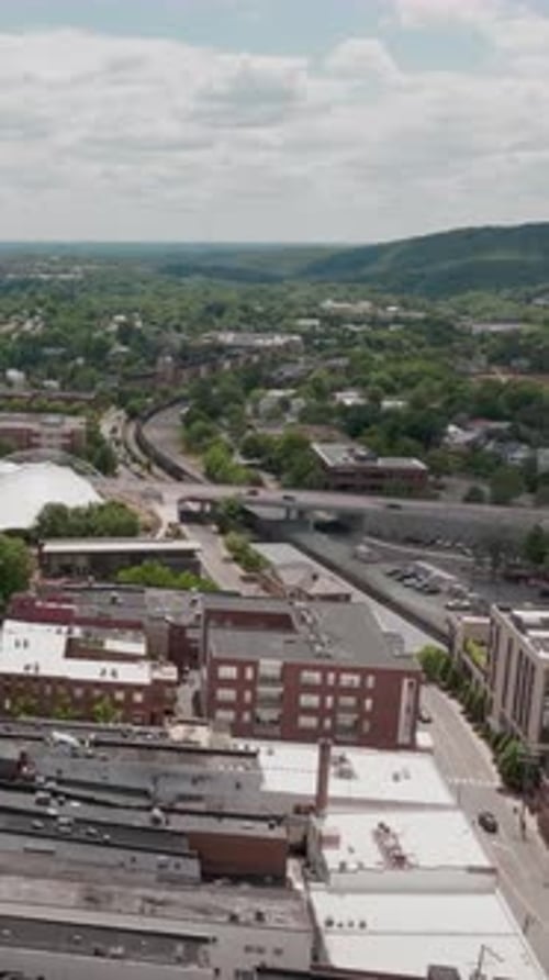 Vertical Charlottesville Virginia Aerial Drone Push In Cityscape