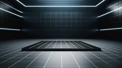 Futuristic 3D Studio Logo Reveal with Glowing Grid Lines