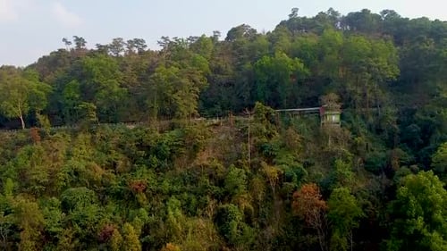 mountain covered with dense green forests at evening drone shot video is taken at umiyam lake shillo
