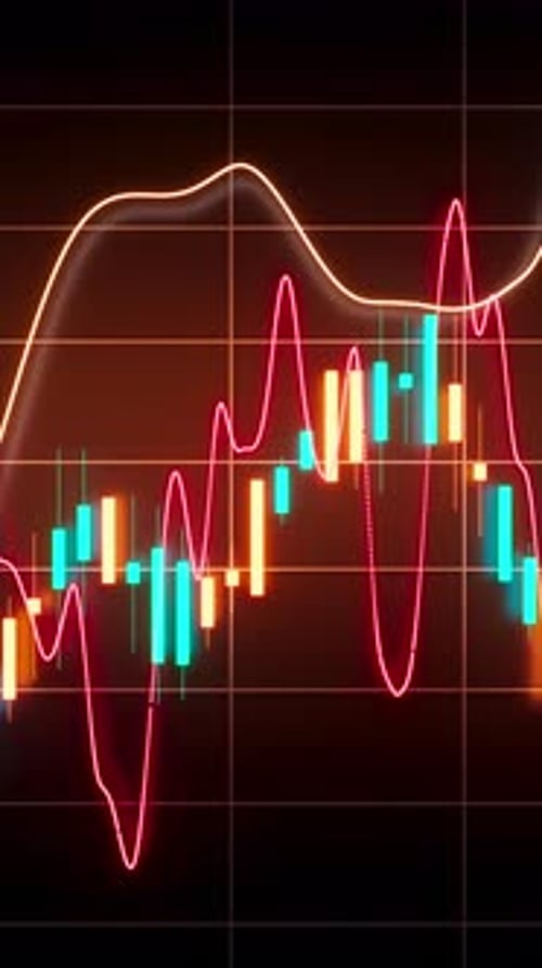 Glowing Vertical Financial Data Chart Animation