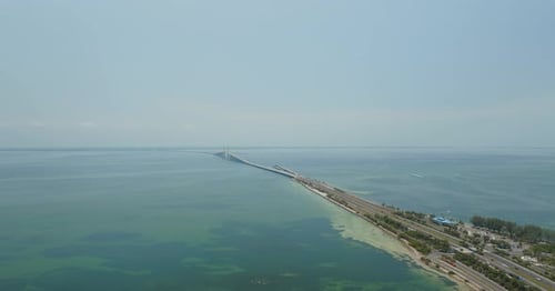 Sunshine Skyway Bridge Aerial view from Highway
