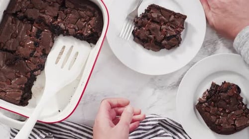 Chocolate Chip Brownies Fresh From Oven, Overhead Shot