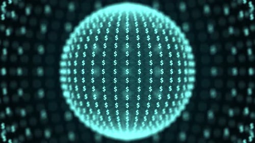 HD-Animation zur digitalen Dollarwährungskugel — Futuristisches blaues Finanznetzwerk Globe Loop