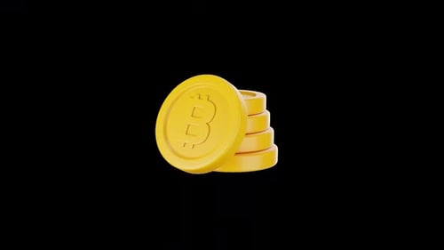Bitcoin Stock 3D Animation | Alpha Channel