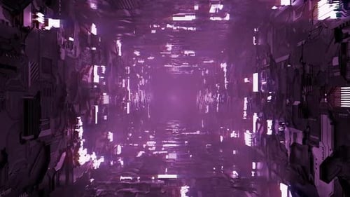 Cyberpunk Technology Tunnel Loop Animation Pink Light