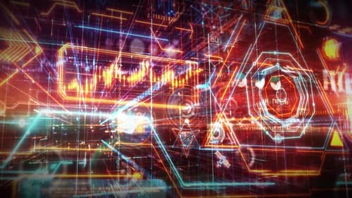 Background With Moving 3D Digital Space