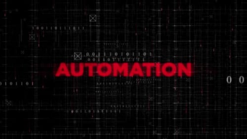 Animación de texto de automatización sobre fondo digital