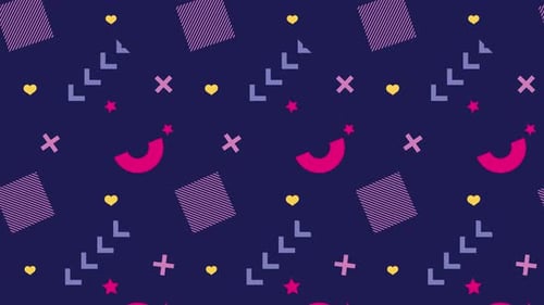 Abstract Geometric Shape Pattern Loop with Hearts and Stars