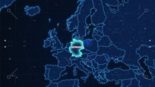 Futuristic Digital World Map Highlight Animation for Global Data