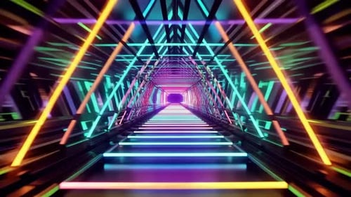 Cyberpunk Synthwave Neon Light Corridor VJ Loop